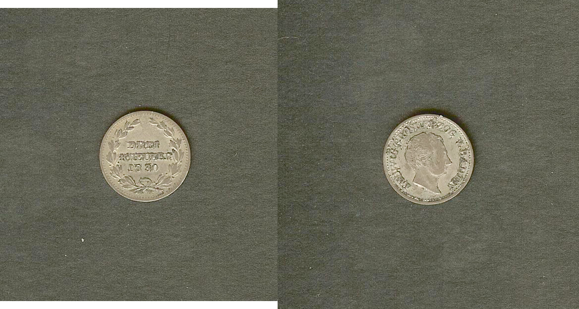 Allemagne Baden Leopold 3 kreuzer 1830 TTB+
